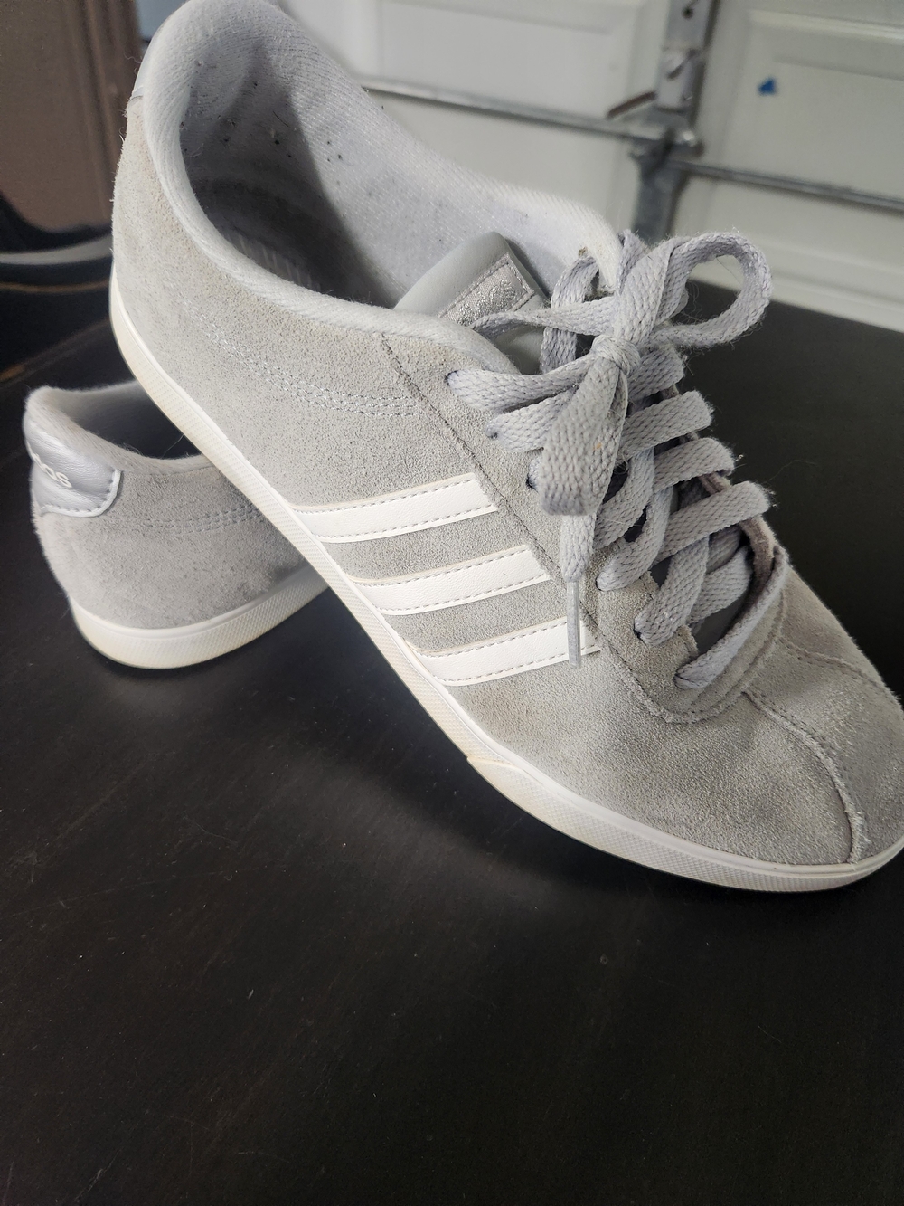 Adidas Gray Suede Women's Sneakers with White Stripes